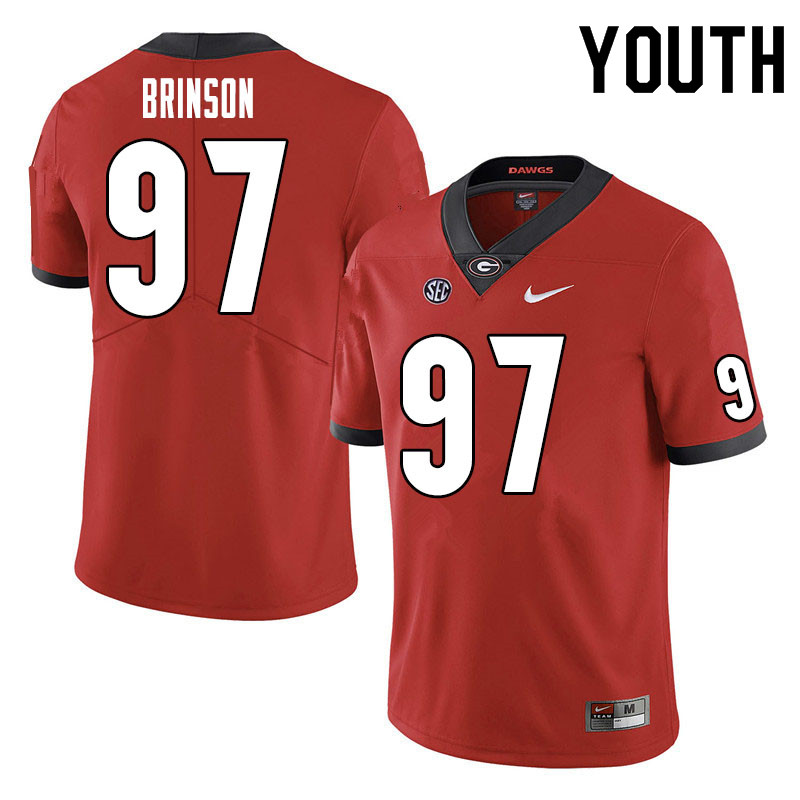 Youth #97 Warren Brinson Georgia Bulldogs College Football Jerseys Sale-Red - Click Image to Close